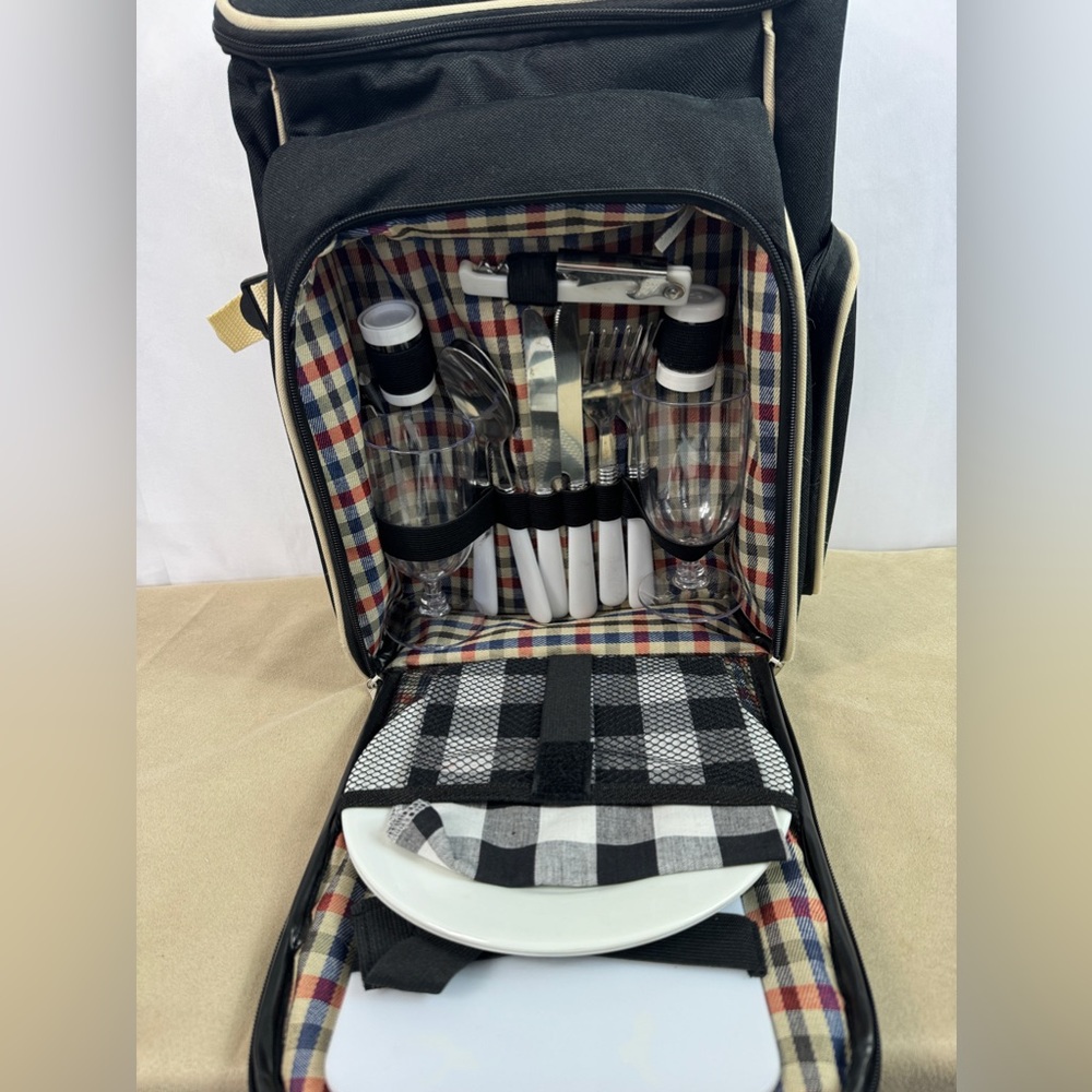 Picnic Basket Insulated Back Pack Complete Set for 2